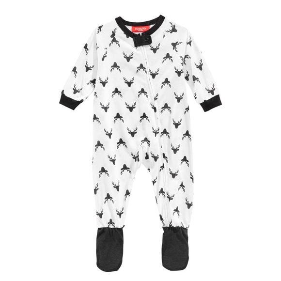Family PJs Pajamas Baby Infant Toddler Zip Front Footies Matching Deer Print NWT - Picture 1 of 6